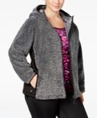 Ideology Plus Size Fuzzy Hooded Jacket, Only At Macy's