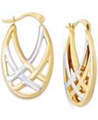 Woven Hoop Earrings In 10k Gold And Rhodium