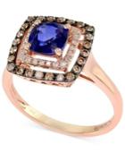 Velvet Bleu By Effy Manufactured Diffused Sapphire (1-1/8 Ct. T.w.) And Diamond (1/3 Ct. T.w.) Ring In 14k Rose Gold