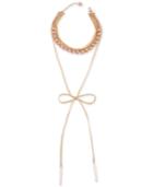 Guess Rose Gold-tone Crystal & Brown Faux Leather Tie Choker Necklace