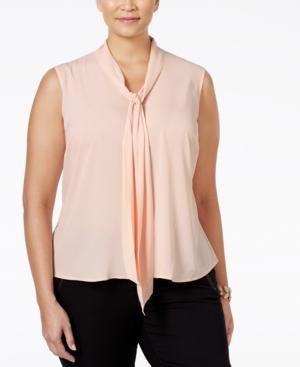 Calvin Klein Plus Size Tie-neck Top