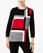 Alfred Dunner Colorblocked-front Sweater