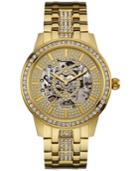 Guess Men's Crystal Accent Gold-tone Stainless Steel Bracelet Watch 44mm U0686g2