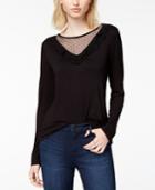 Maison Jules Ruffled Illusion-contrast Top, Created For Macy's