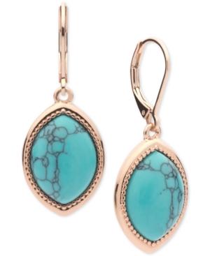 Nine West Rose Gold-tone Blue Stone Drop Earrings