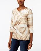 Alfred Dunner Petite Twilight Point Embellished Printed Top