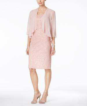 Sl Fashions Sequined Lace Sheath Dress & Jacket
