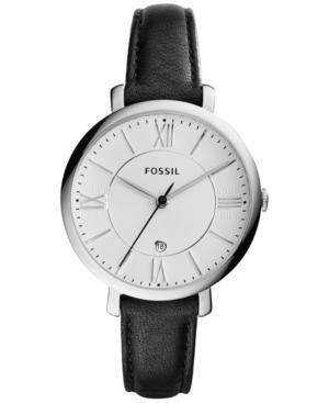 Fossil Women's Jacqueline Black Leather Strap Watch 38mm Es3972