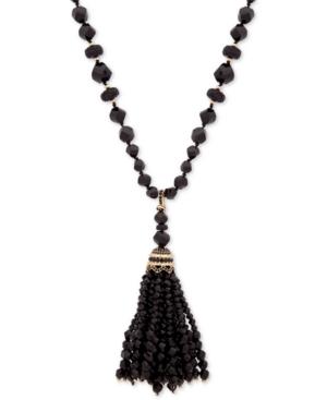 Anne Klein Gold-tone Crystal & Bead 32 Tassel Pendant Necklace, Created For Macy's