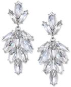 Jewel Badgley Mischka Silver-tone Marquise Crystal Cluster Drop Earrings