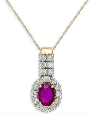 Ruby (1-1/10 Ct. T.w.) And Diamond (1/4 Ct. T.w.) Pendant Necklace In 14k Gold
