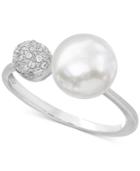 Cultured Freshwater Pearl (8mm) & Cubic Zirconia Ring In Sterling Silver