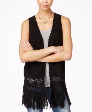 Hippie Rose Juniors' Crocheted Fringe Sweater Vest