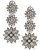 Marchesa Silver-tone Crystal Flower Triple-drop Earrings
