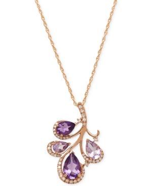 Amethyst (2-3/4 Ct. T.w.) And Diamond (1/6 Ct. T.w.) Pendant Necklace In 14k Rose Gold