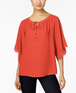 Ny Collection Petite Laser-cut Peasant Top