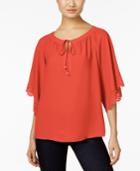 Ny Collection Petite Laser-cut Peasant Top