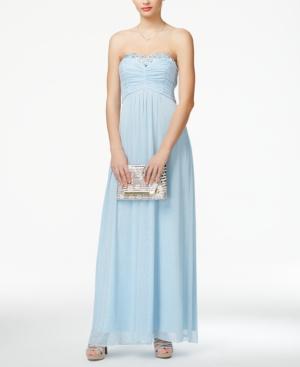 Trixxi Juniors' Jeweled Strapless Empire-waist Gown
