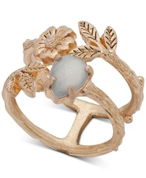 Lonna & Lilly Gold-tone Stone, Flower & Leaf Double-row Ring, Created For Macy's