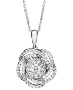 Wrapped In Love Diamond Knot Pendant Necklace In 14k White Gold (1 Ct. T.w.)