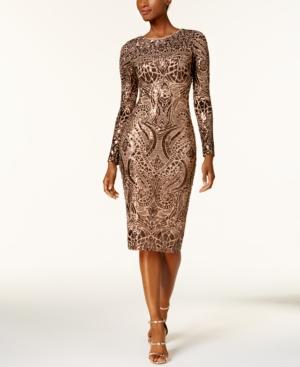 Betsy & Adam Sequined Mesh Bodycon Dress