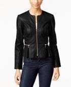 Inc International Concepts Macy's Faux-leather Peplum Moto Jacket, Created For Macy's
