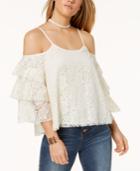 The Edit By Seventeen Juniors' Lace Cold-shoulder Top, Created For Macy's