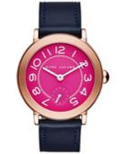 Marc By Marc Jacobs Women's Riley Navy Leather Strap Watch 28mm Mj1556