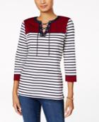 Charter Club Cotton Lace-up Top, Created For Macy's
