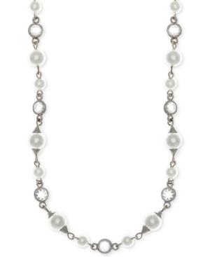 Givenchy Silver-tone Crystal And Imitation Pearl Collar Necklace