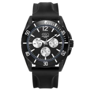 Men's Esq0244 Multi-function Black Ip Stainless Steel Watch, Silicone Strap