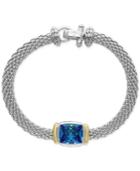 Effy Ocean Bleu Blue Topaz Bracelet (6-3/4 Ct. T.w.) In Sterling Silver And 18k Gold