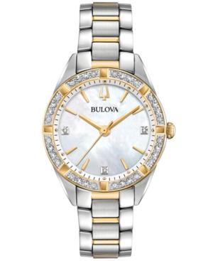 Bulova Women's Sutton Diamond (1/10 Ct. T.w.) Two-tone Stainless Steel Bracelet Watch 32.5mm