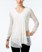 Alfani Petite Burnout Ruffled Top, Only At Macy's