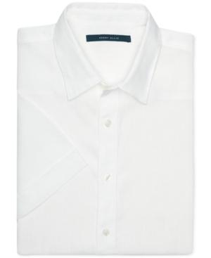 Perry Ellis Men's Chambray Linen Short-sleeve Button-front Shirt