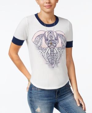Rebellious One Juniors' Elephant Graphic Ringer Tee