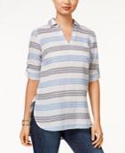 Tommy Hilfiger Katey Striped Button-side Tunic Top