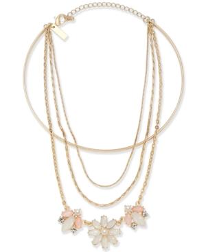 Inc International Concepts Gold-tone Multi-chain Flower Choker Necklace, 12 + 1 Extender, Created For Macy's