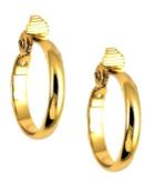 Anne Klein Gold-tone Glass Stone Medium Width Hoop Earrings