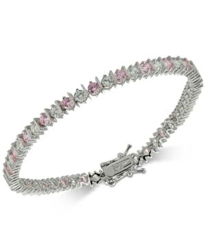 Giani Bernini Cubic Zirconia Pink Tennis Bracelet In Sterling Silver, Created For Macy's
