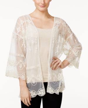 Kensie Embroidered Sheer Cardigan