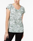 Style & Co Petite Marble-print T-shirt, Created For Macy's