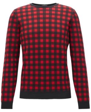 Boss Men's Regular/classic-fit Checked Virgin Wool Sweater