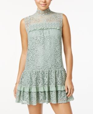 City Studios Juniors' Ruffled Lace Shift Dress