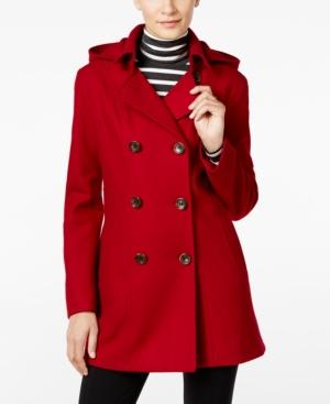 Nautica Plus Size Hooded Wool-blend Peacoat