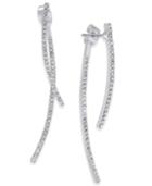 Inc International Concepts Silver-tone Pave Stick Front And Back Earrings, Only At Macy's