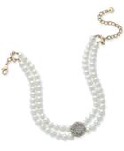 Charter Club Gold-tone Imitation Pearl And Pave Double Strand Choker Necklace, Only At Macy's