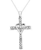 Cross Diamond Pendant Necklace In 14k Yellow Or White Gold (1/10 Ct. T.w.)