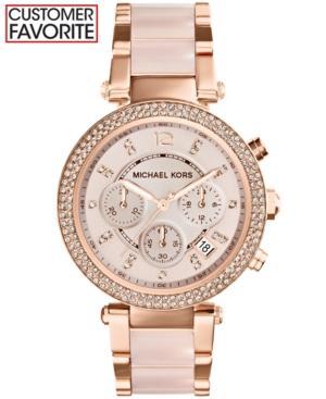 Michael Kors Women's Chronograph Parker Blush And Rose Gold-tone Stainless Steel Bracelet Watch 39mm Mk5896
