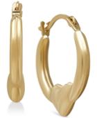Children's Polished Hoop Heart Earrings In 14k Gold